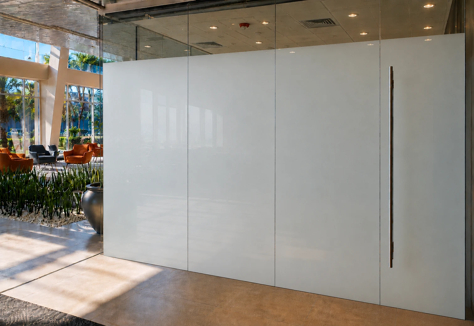 South Florida commercial glass office with switchable privacy glass for premium architectural projects