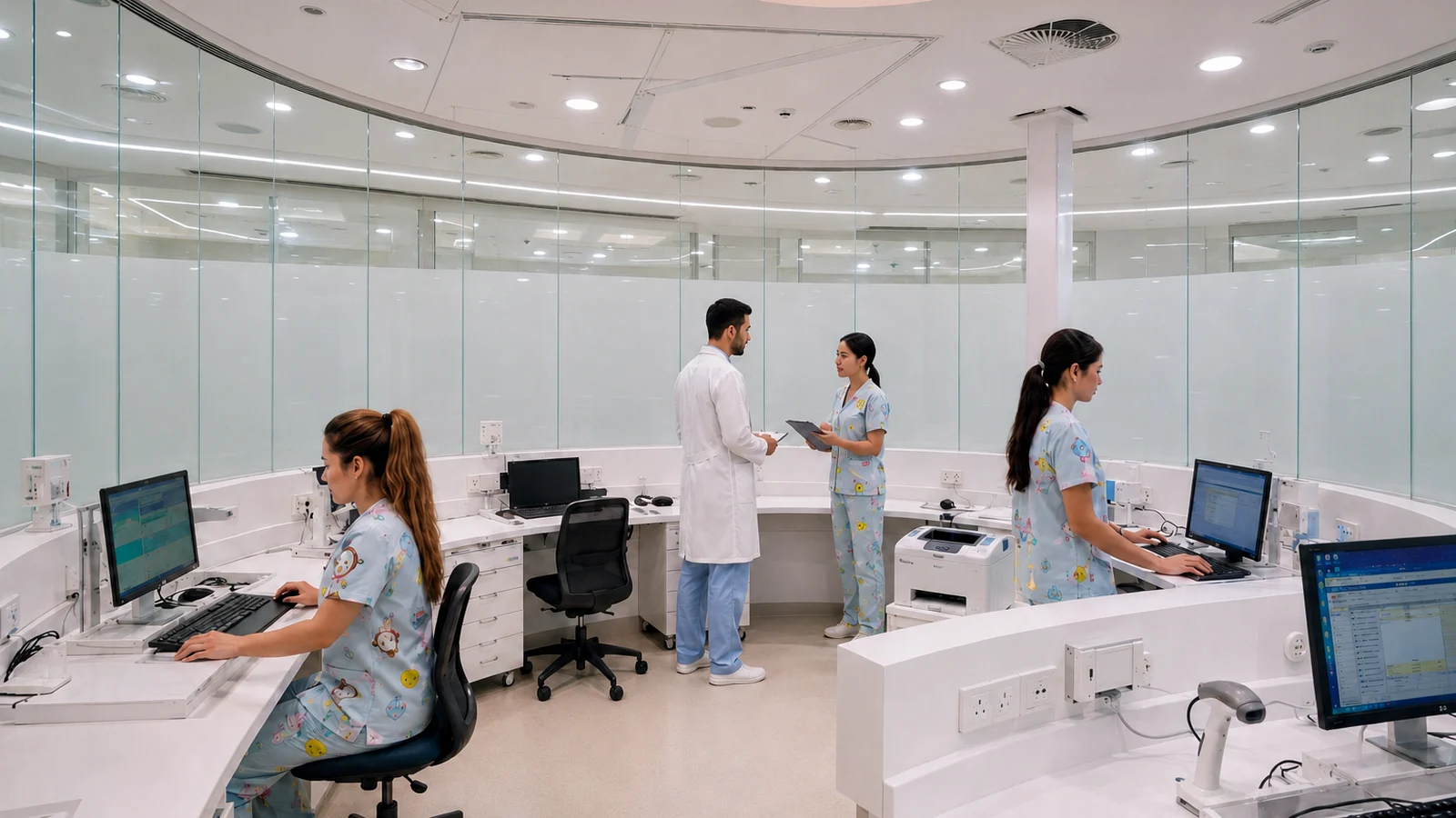 Jacksonville healthcare interior with switchable privacy glass for patient privacy